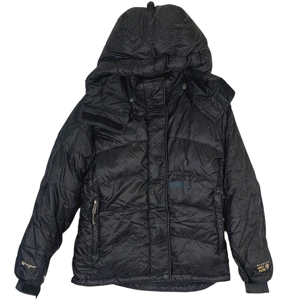 MOUNTAIN HARDWEAR Conduit SL Down Puffer Hooded Jacket Women's 6 Black *READ